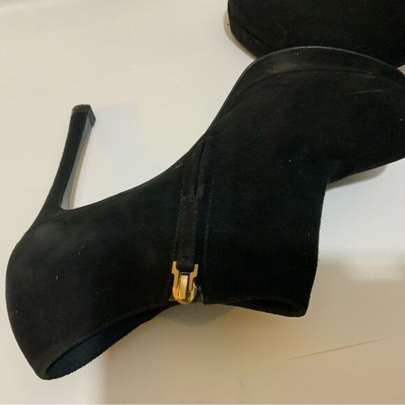 Yves Saint Laurent Paris Black Suede zip Booties Size 37.5 - Picture 6 of 16